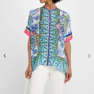 NEW Johnny Was Silk Shiro Floral-Print Silk Shirt